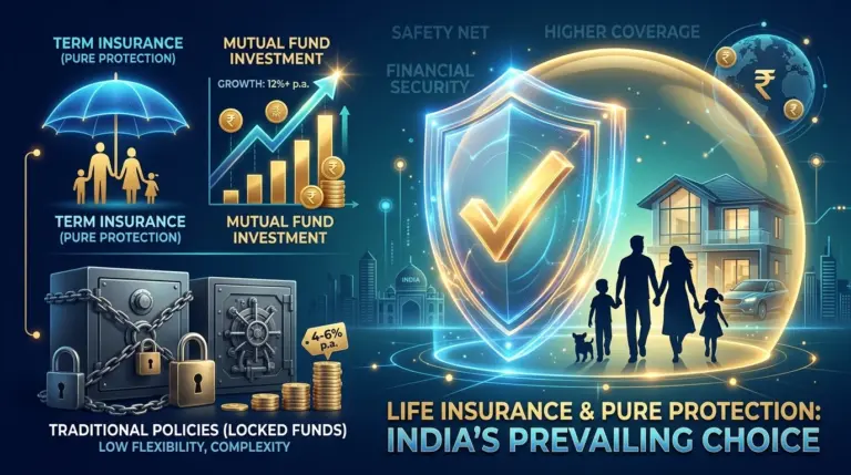 Comparison of pure term insurance protection and mutual fund wealth creation vs traditional life insurance policies in India