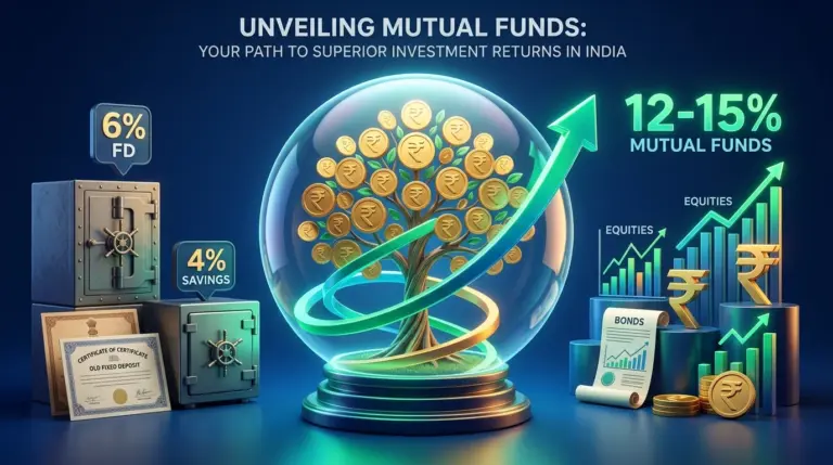 Comparison of Mutual Funds 12-15% equity returns vs traditional Fixed Deposits and savings accounts in India